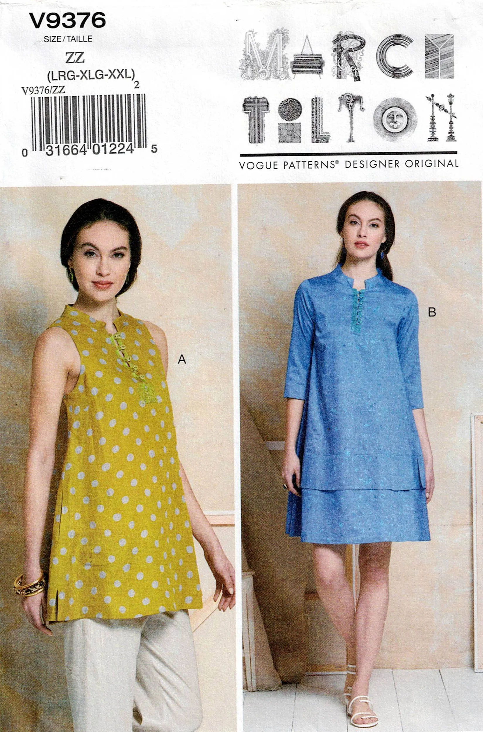 Vogue Designer Original V9376 MARCY TILTON Womens Flared Tunic and Dress Out Of Print Sewing Pattern Sizes XS - M or L - XXL UNCUT Factory Folded