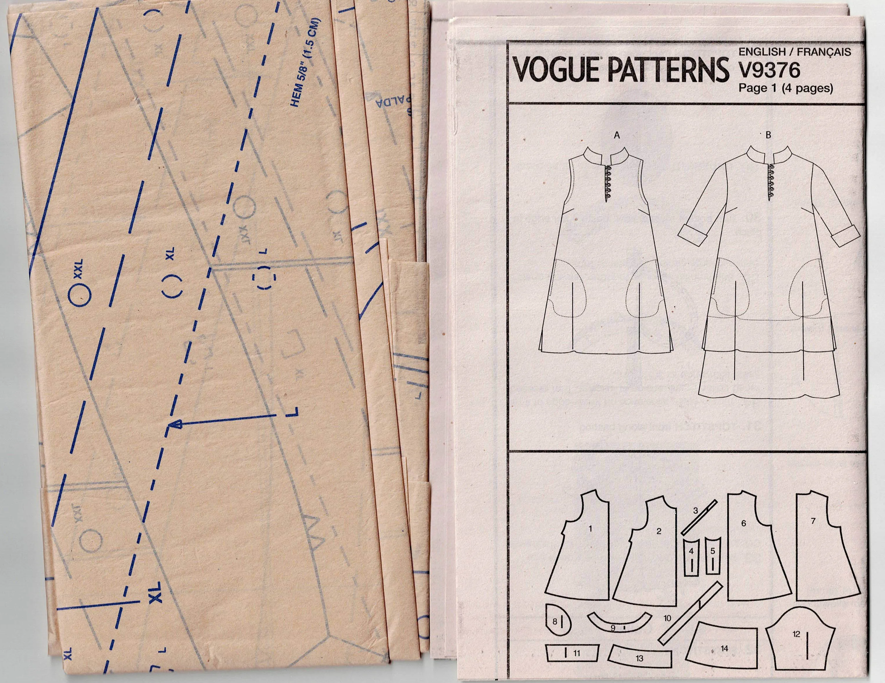 Vogue Designer Original V9376 MARCY TILTON Womens Flared Tunic and Dress Out Of Print Sewing Pattern Sizes XS - M or L - XXL UNCUT Factory Folded