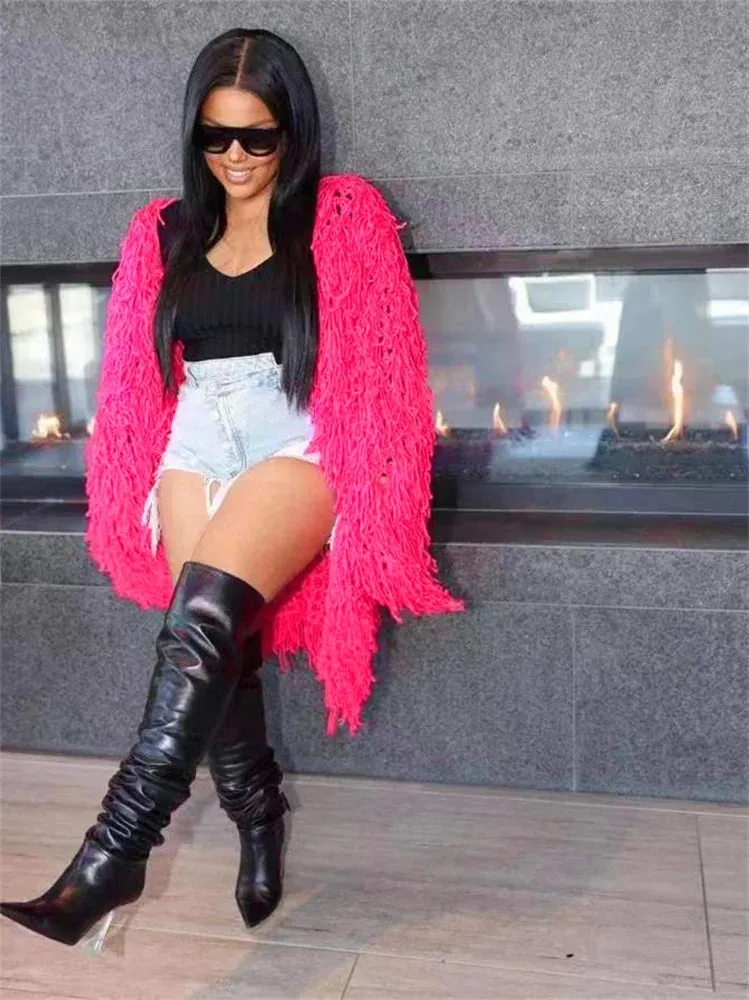 Warm Tassel Loose Long Sleeve Blazer