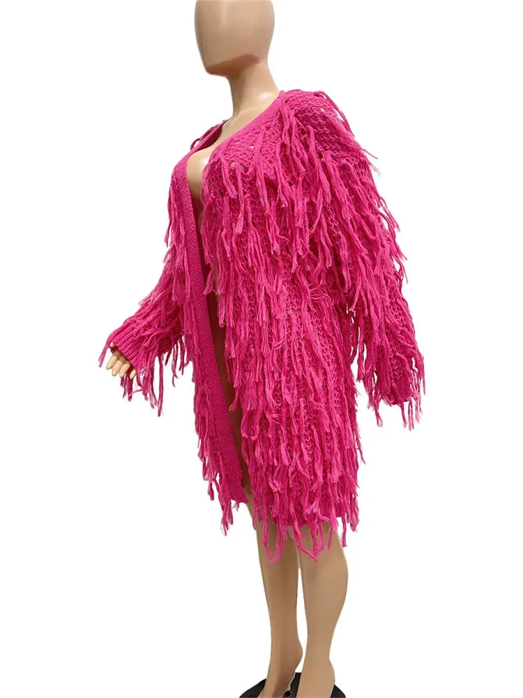 Warm Tassel Loose Long Sleeve Blazer