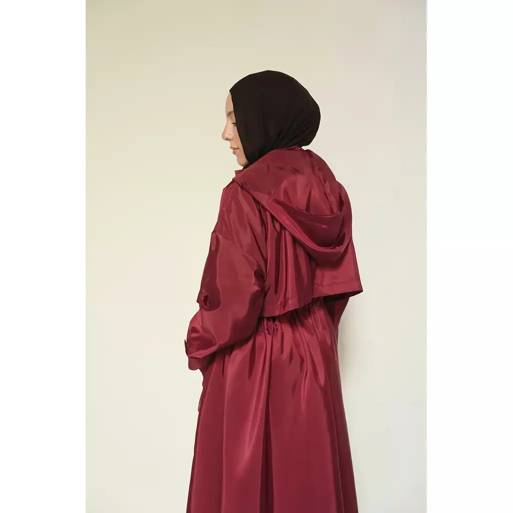 Waterproof Trench Coat in Burgundy