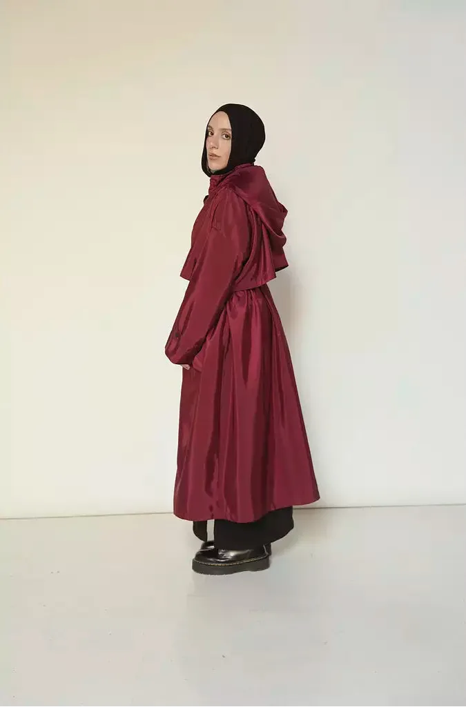 Waterproof Trench Coat in Burgundy