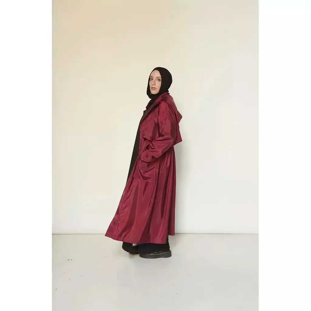 Waterproof Trench Coat in Burgundy