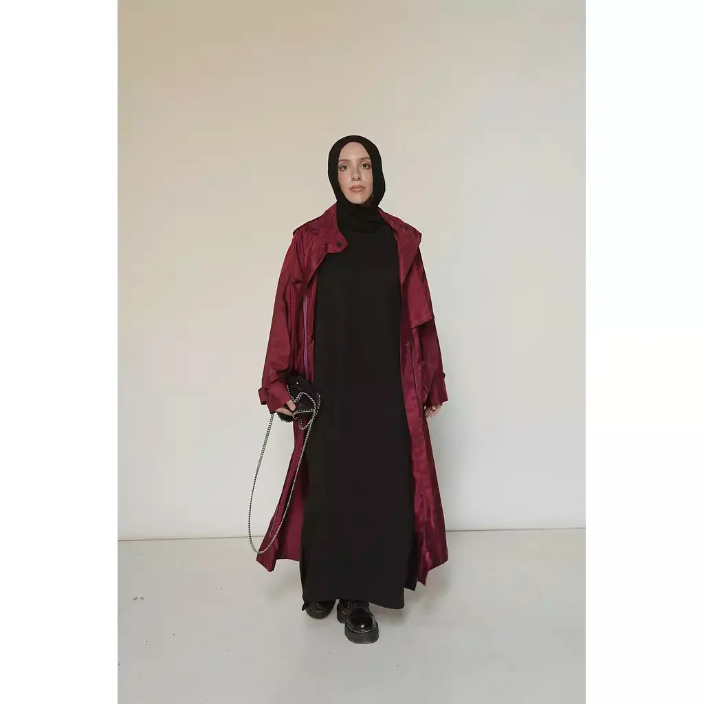 Waterproof Trench Coat in Burgundy