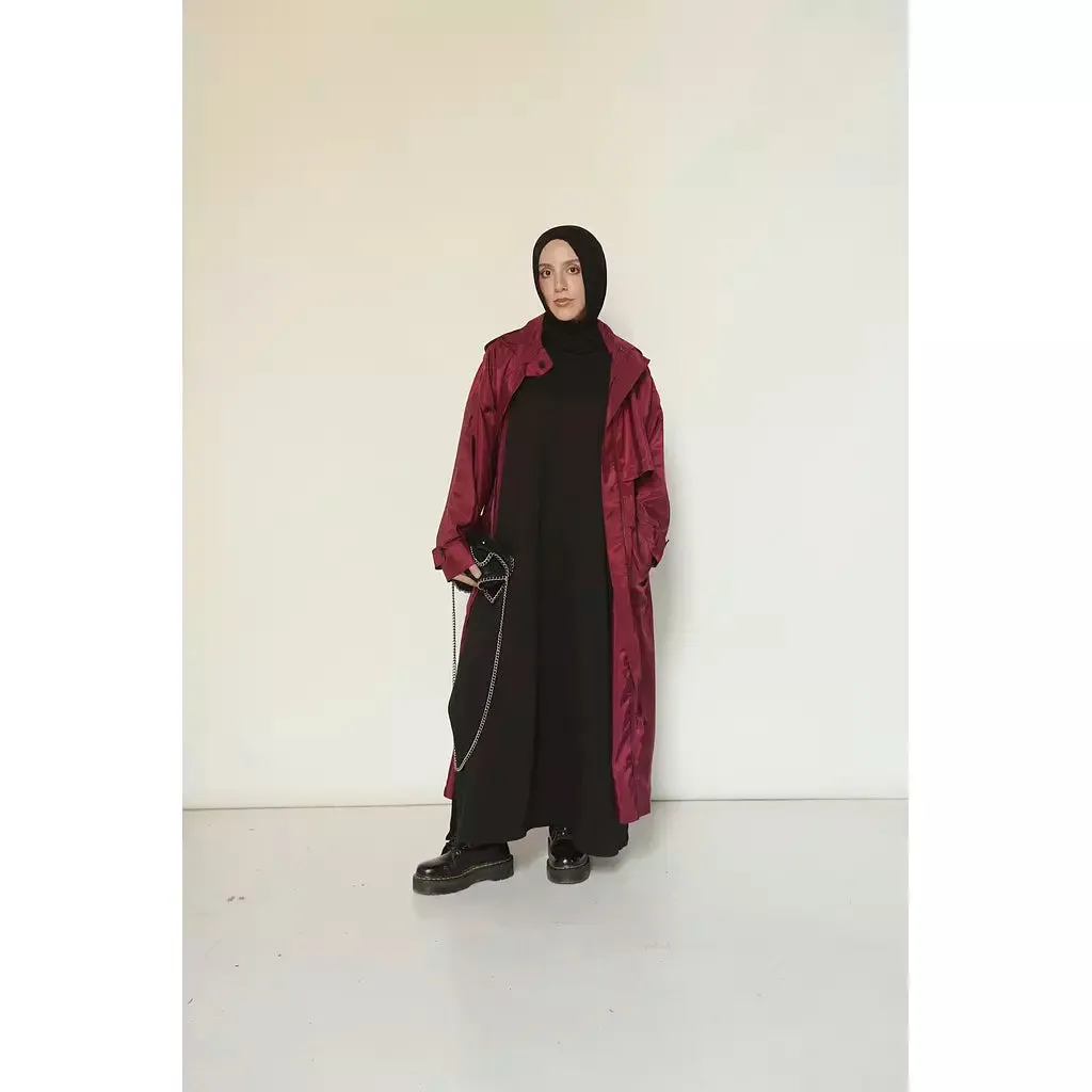 Waterproof Trench Coat in Burgundy