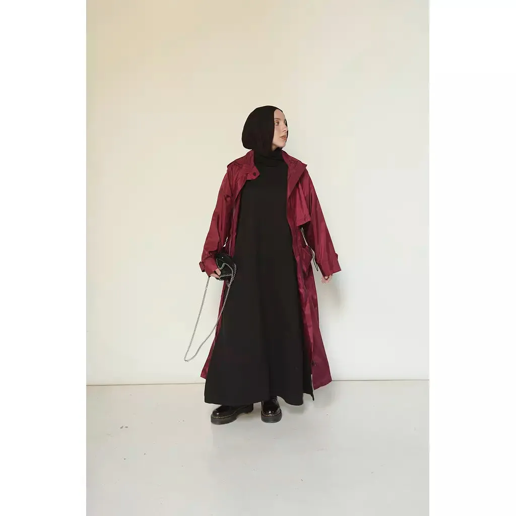 Waterproof Trench Coat in Burgundy