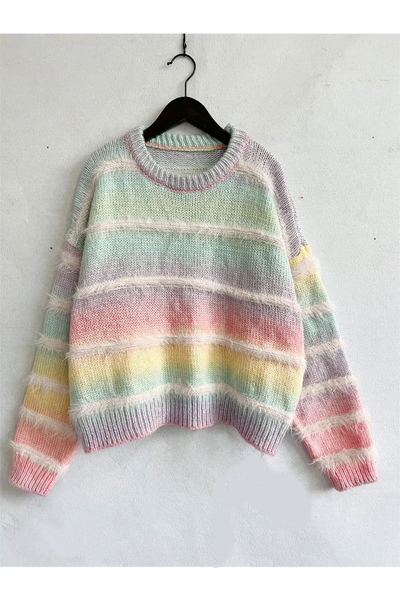 WH872 Fluffy Tie Dye Sweater