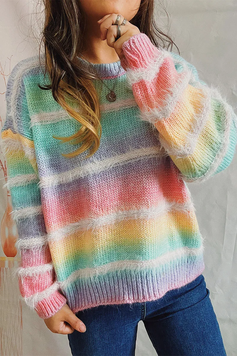 WH872 Fluffy Tie Dye Sweater