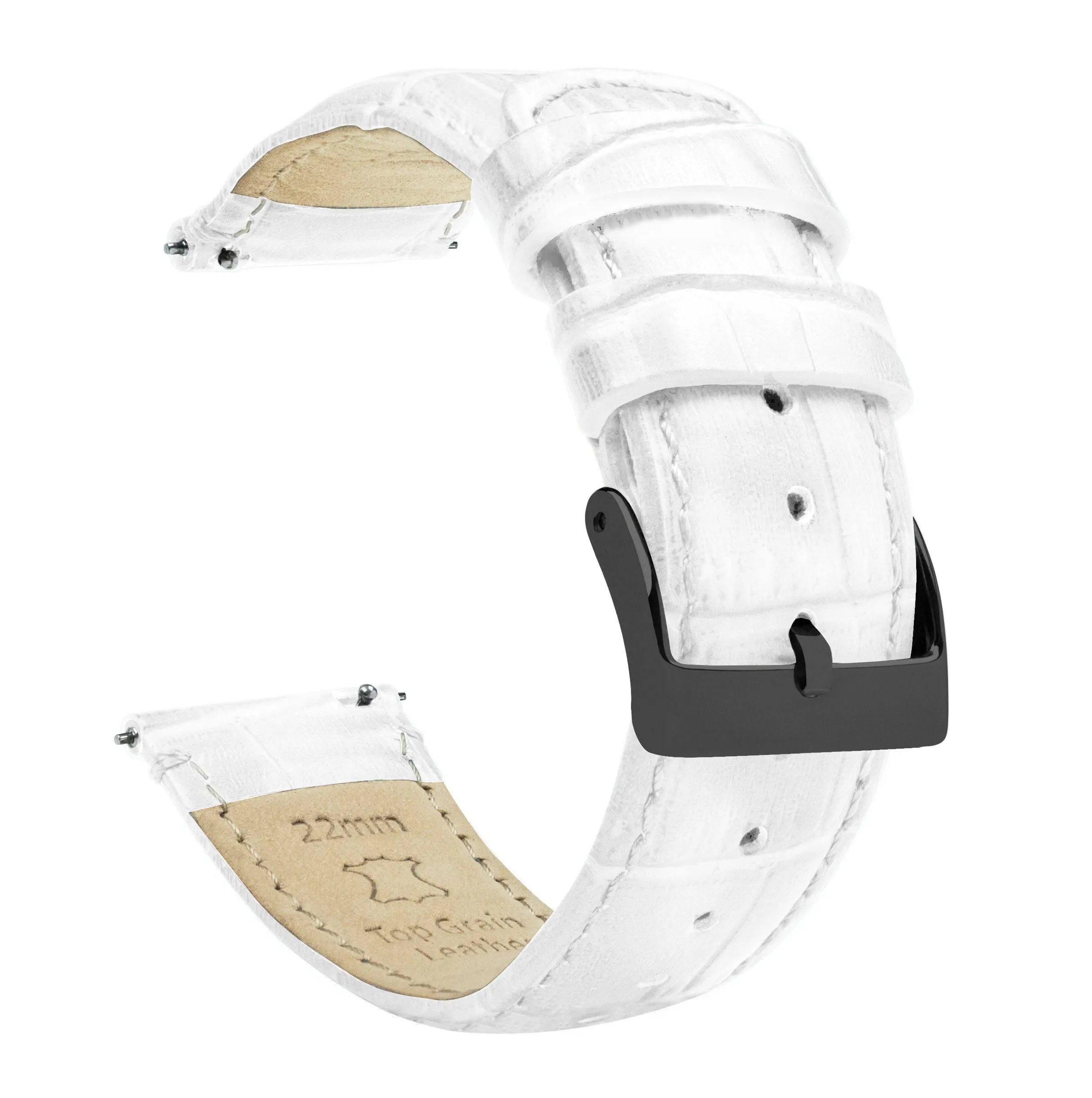 White Alligator Grain Leather Watch Band (16mm, 21mm SALES)