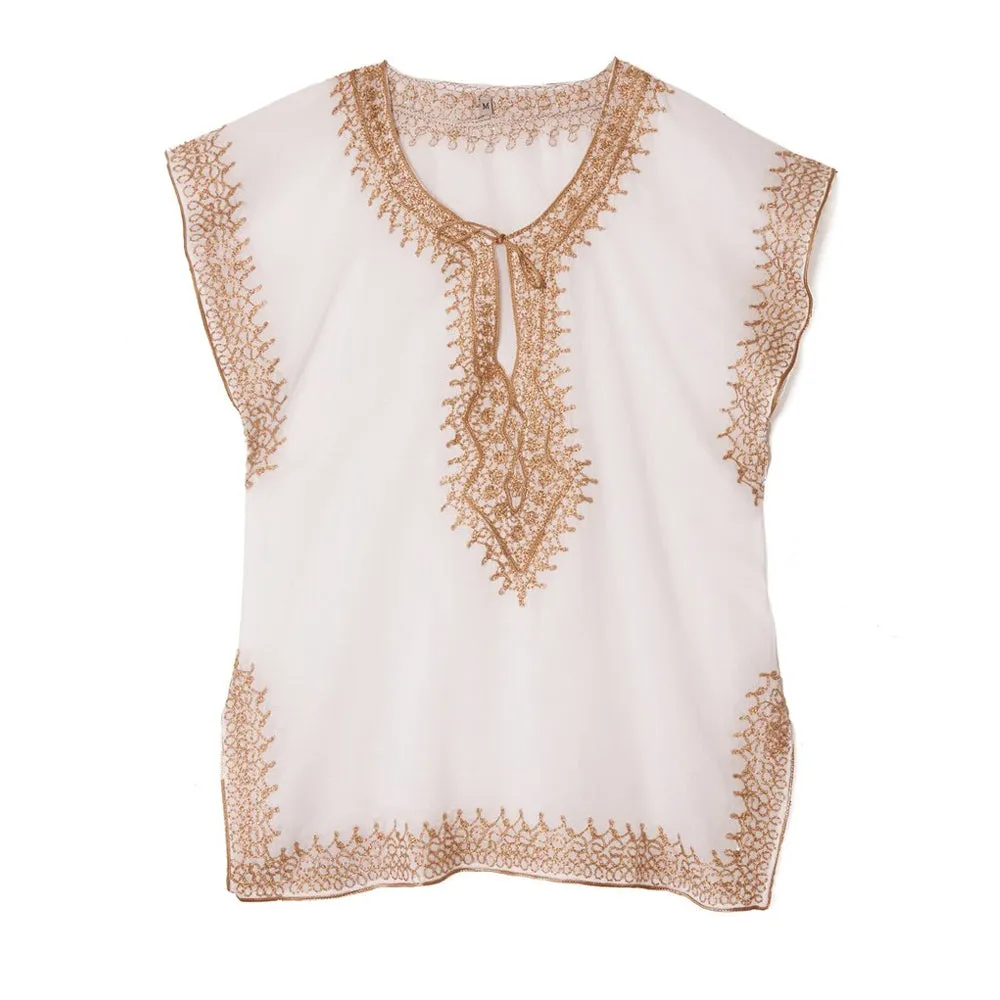 White & Gold Cotton Top
