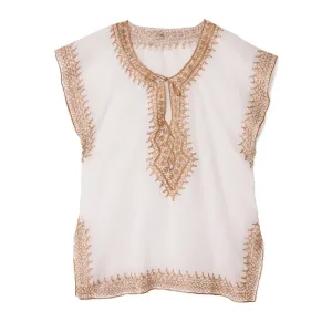 White & Gold Cotton Top