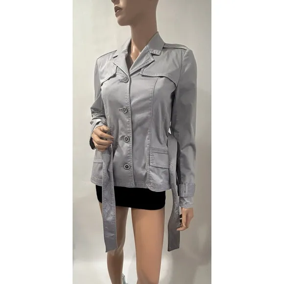 white house black market Blazer Trench Coat style size 4 small silver grey NWT