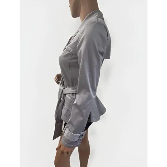 white house black market Blazer Trench Coat style size 4 small silver grey NWT