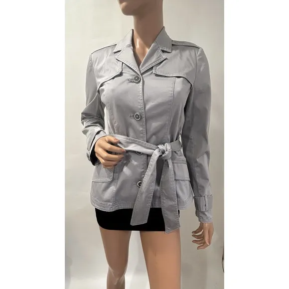 white house black market Blazer Trench Coat style size 4 small silver grey NWT
