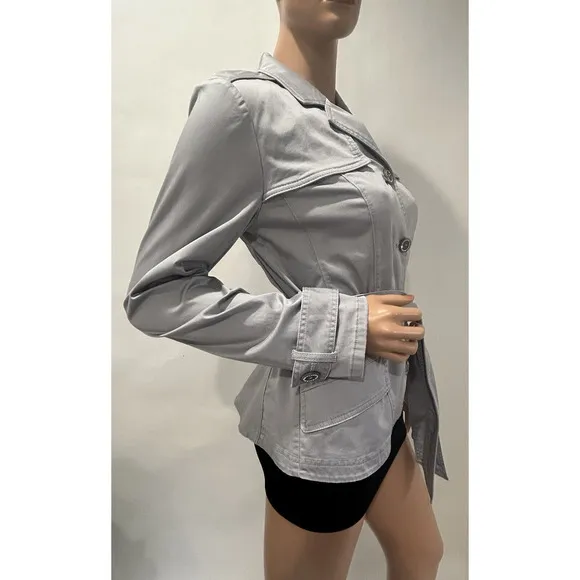 white house black market Blazer Trench Coat style size 4 small silver grey NWT