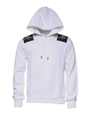 White Logo Cotton Hooded Sweatshirt Sweater