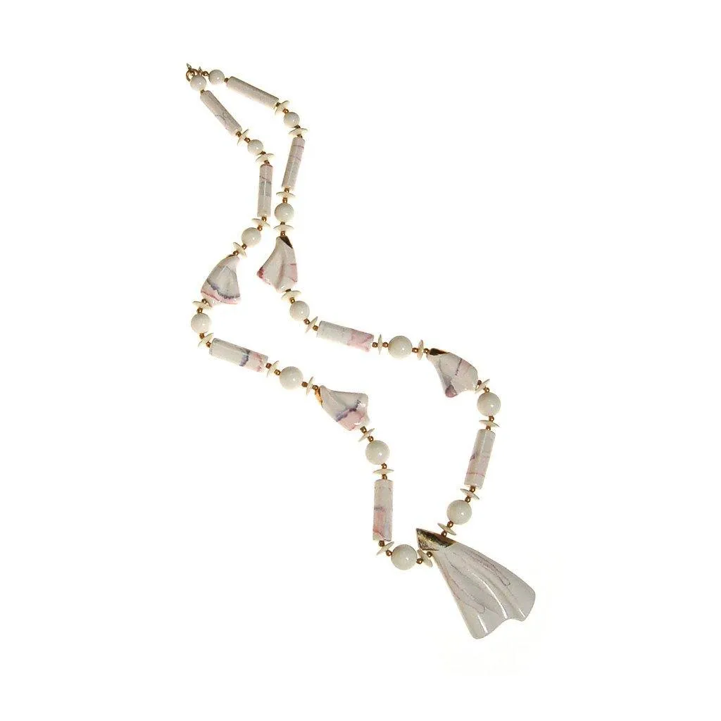 White Marble Abstract Statement Necklace