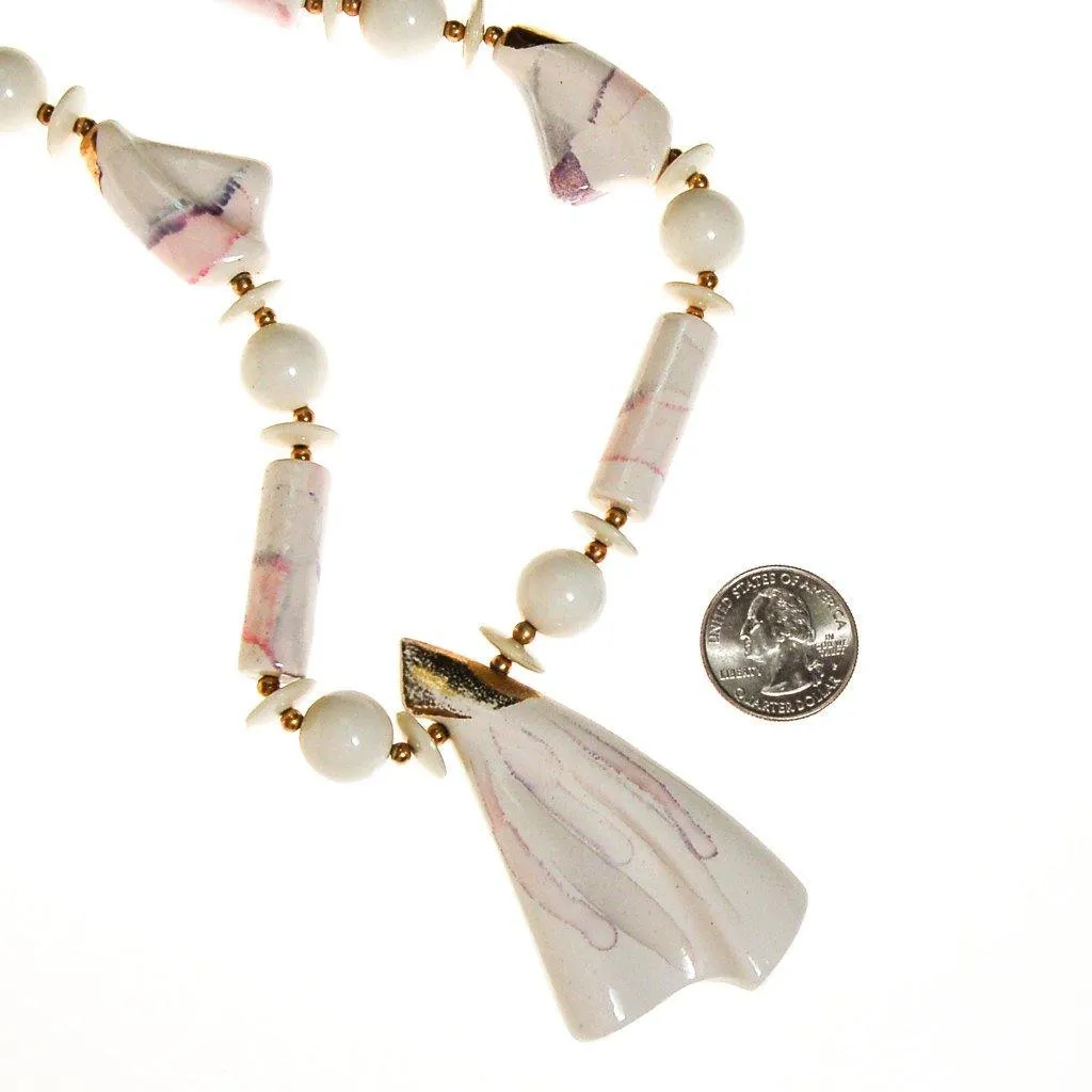White Marble Abstract Statement Necklace