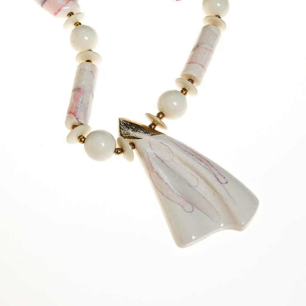 White Marble Abstract Statement Necklace