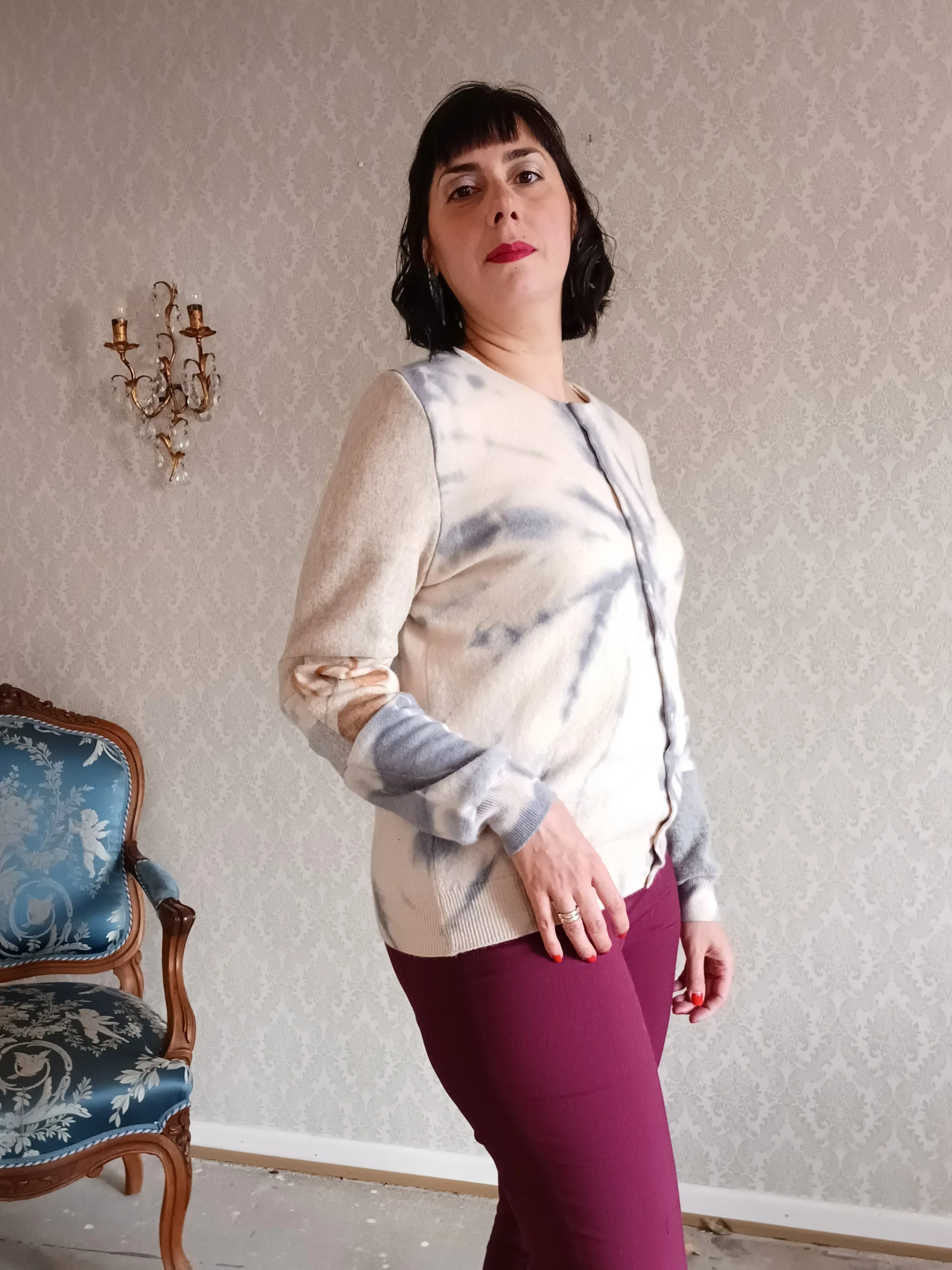 White Peach Tie Dyed Cardigan - MEDIUM/LARGE