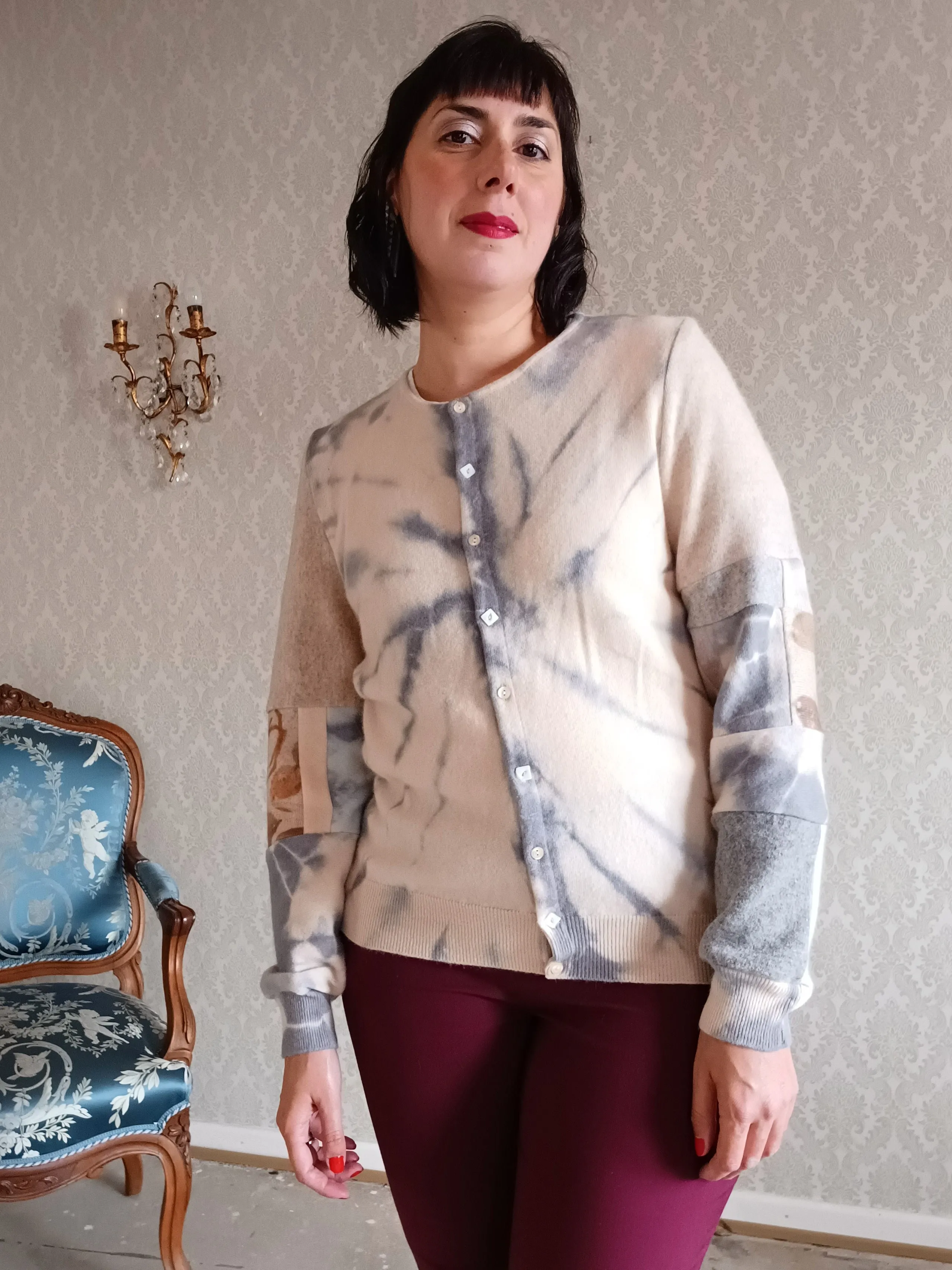 White Peach Tie Dyed Cardigan - MEDIUM/LARGE
