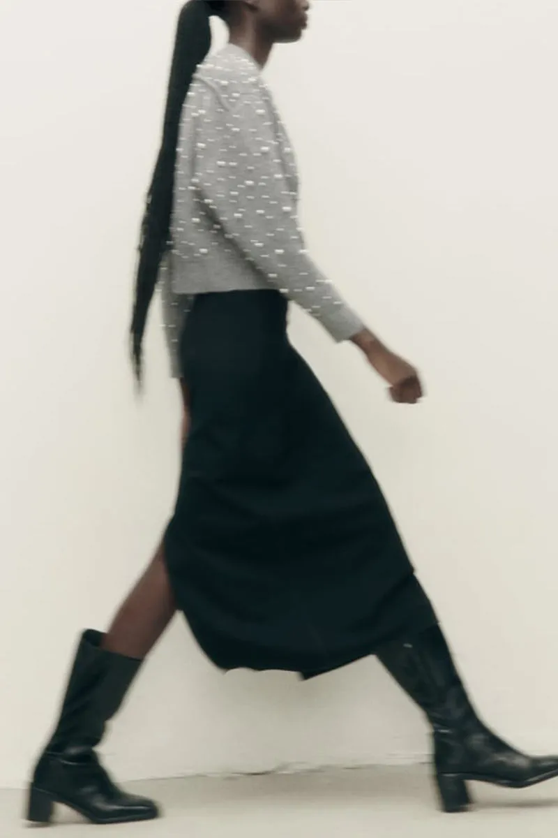 WK0458 Pearls Studded Sweater