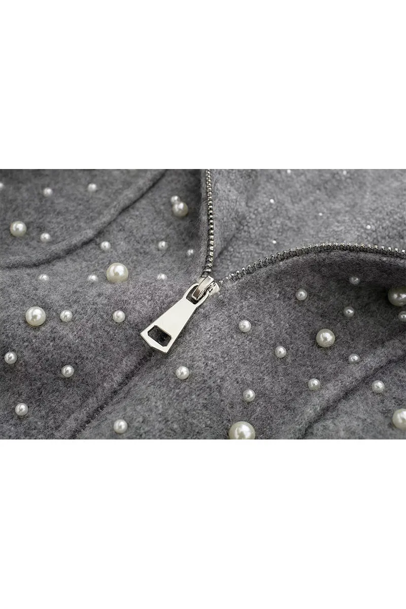 WK0458 Pearls Studded Sweater
