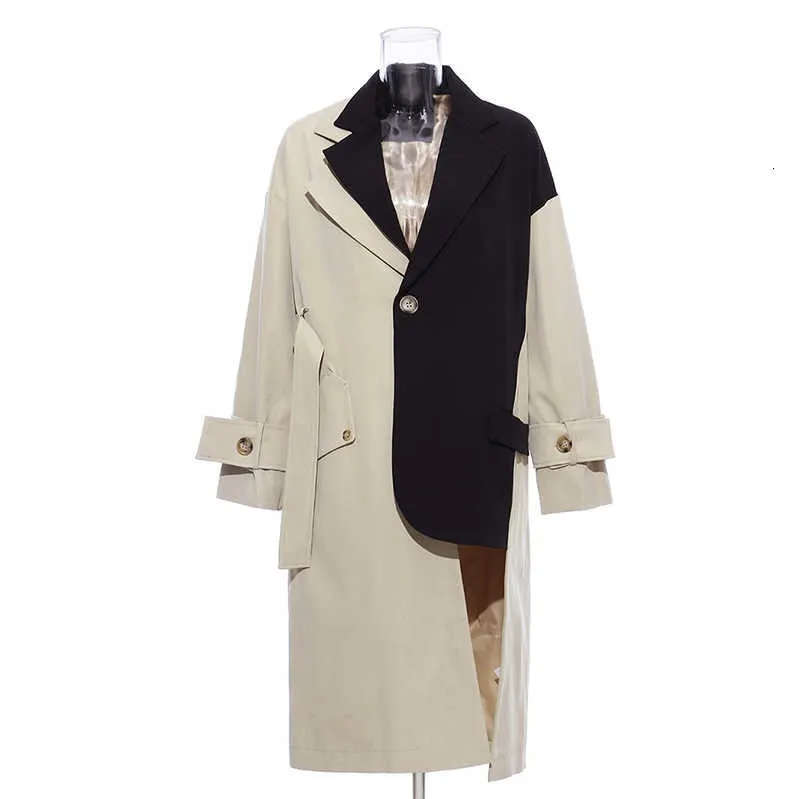Women Khaki Asymmetrical Trench