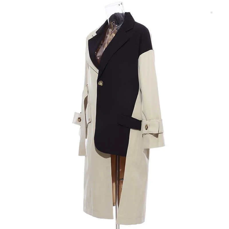 Women Khaki Asymmetrical Trench