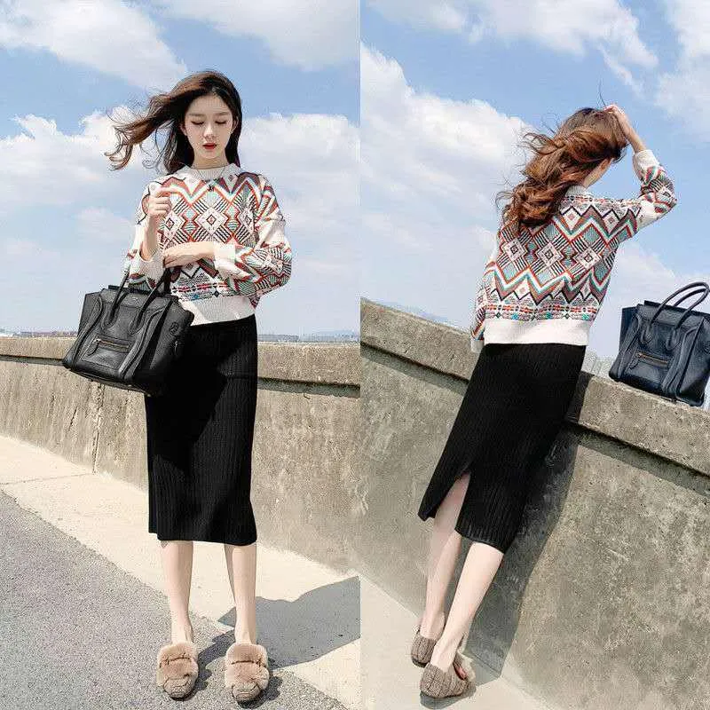 Women Loose Fall Winter Sweater Long Sleeve Knitted Casual Tops