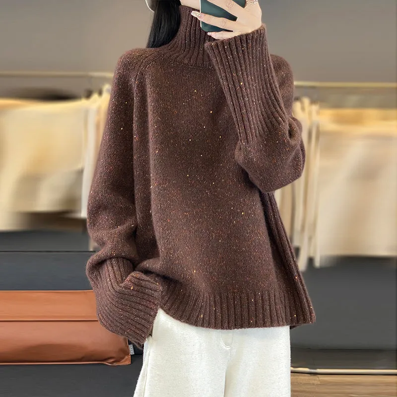Women Red Turtleneck Cozy Thick Cashmere Knit Sweaters Spring YW032