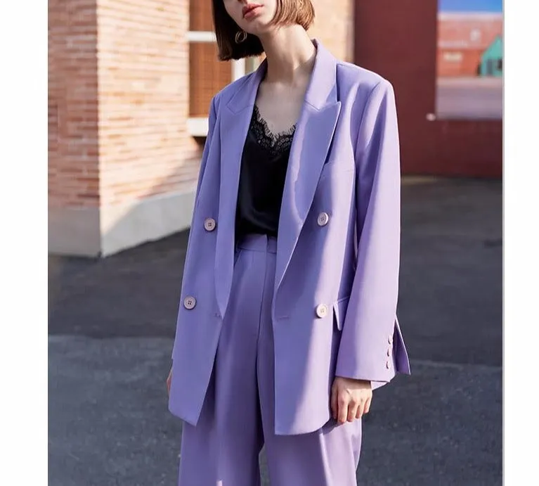 Women suit coats Violet outwear loose jackets