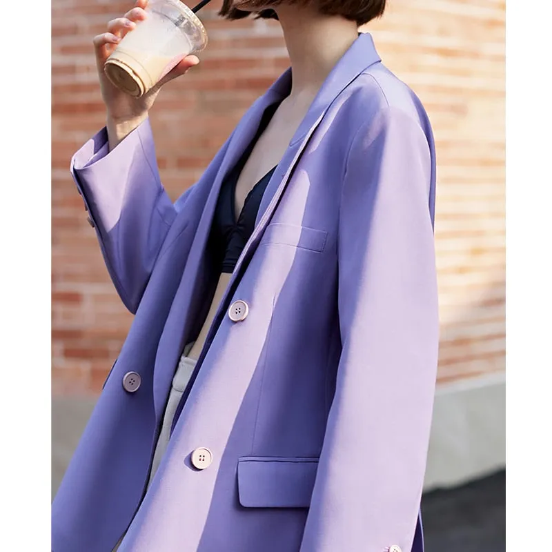 Women suit coats Violet outwear loose jackets