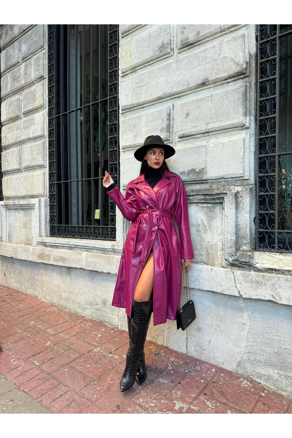 Women's Brown Double-Breasted Trench Coat