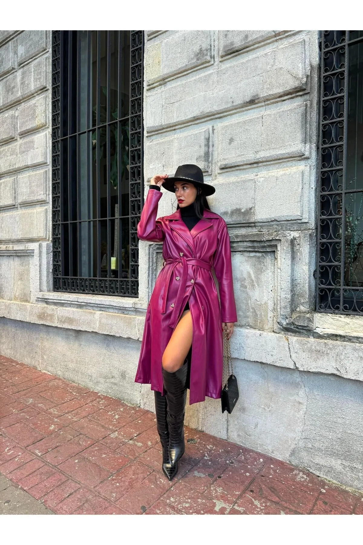 Women's Brown Double-Breasted Trench Coat