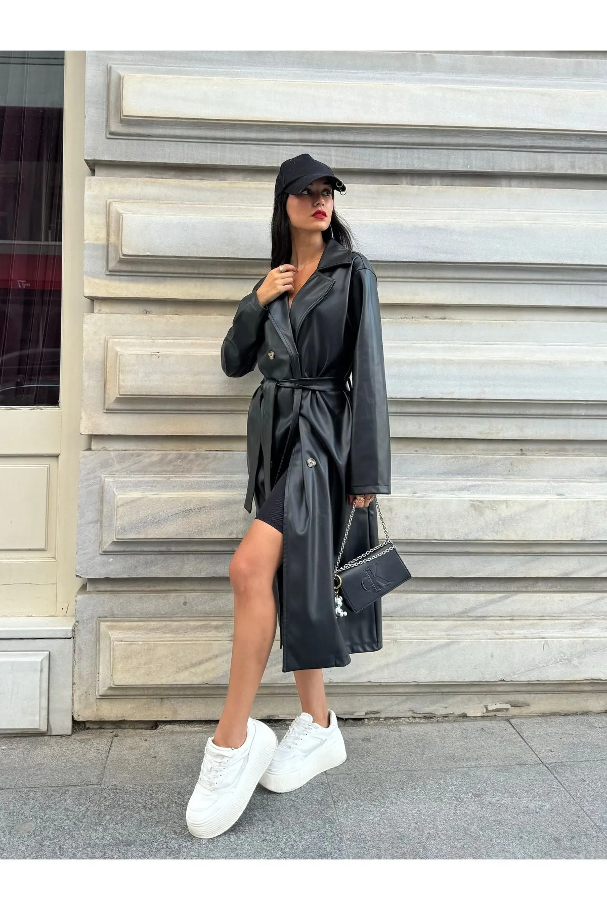 Women's Brown Double-Breasted Trench Coat