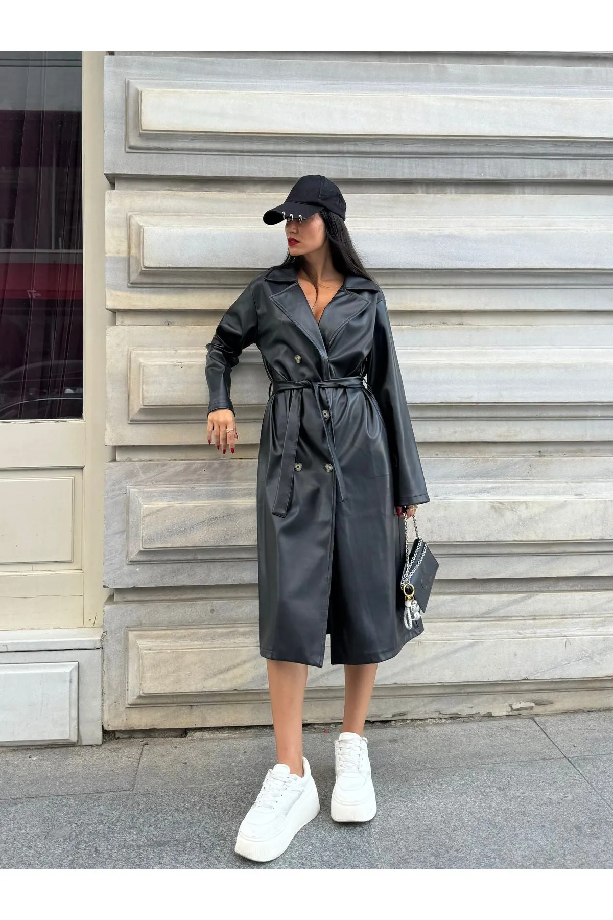 Women's Brown Double-Breasted Trench Coat