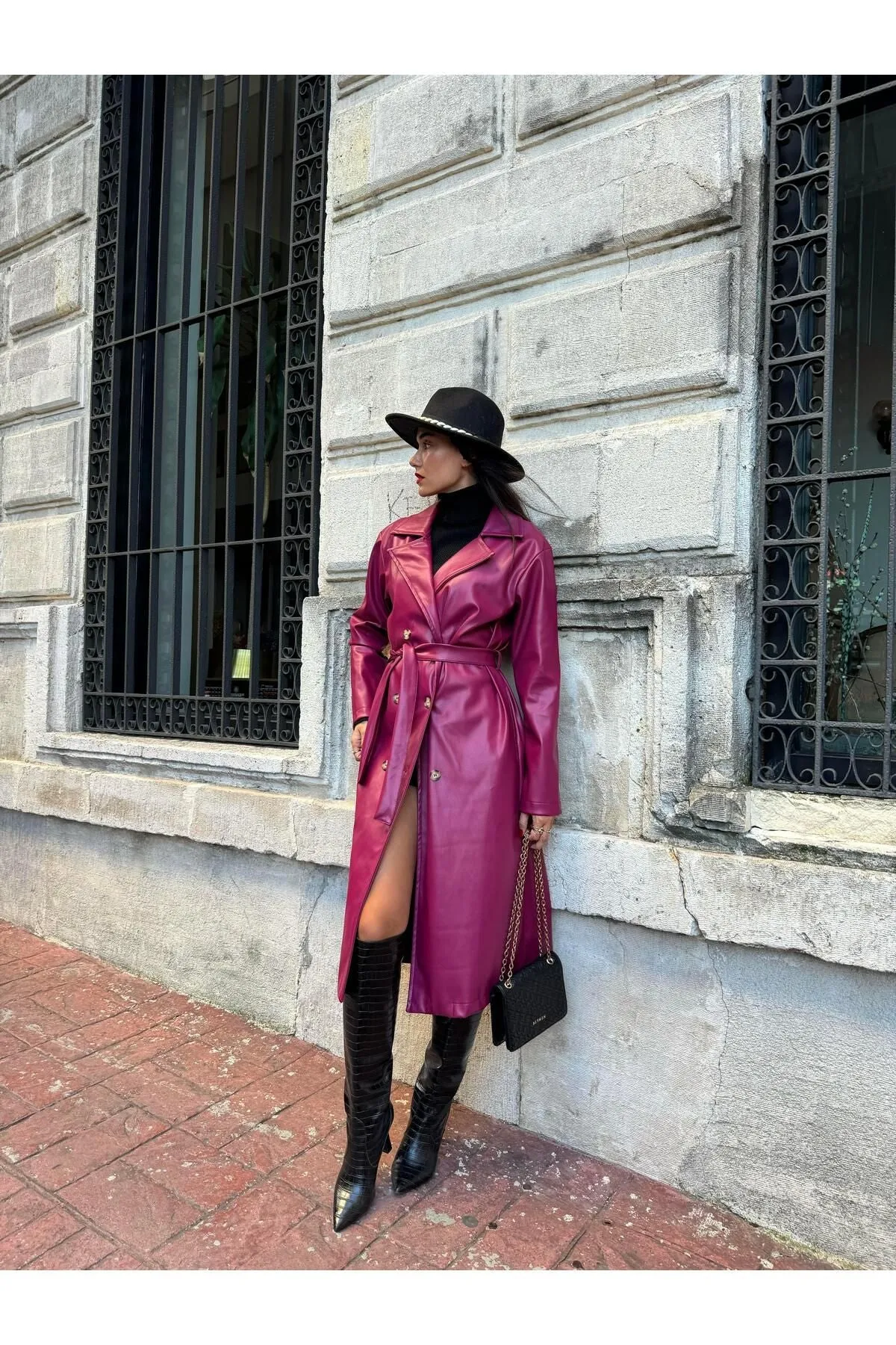 Women's Brown Double-Breasted Trench Coat