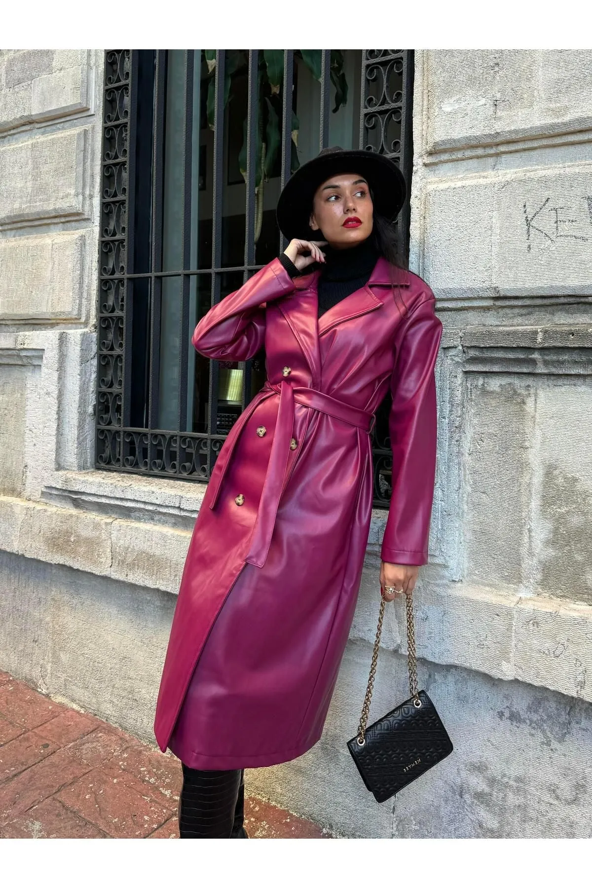 Women's Brown Double-Breasted Trench Coat