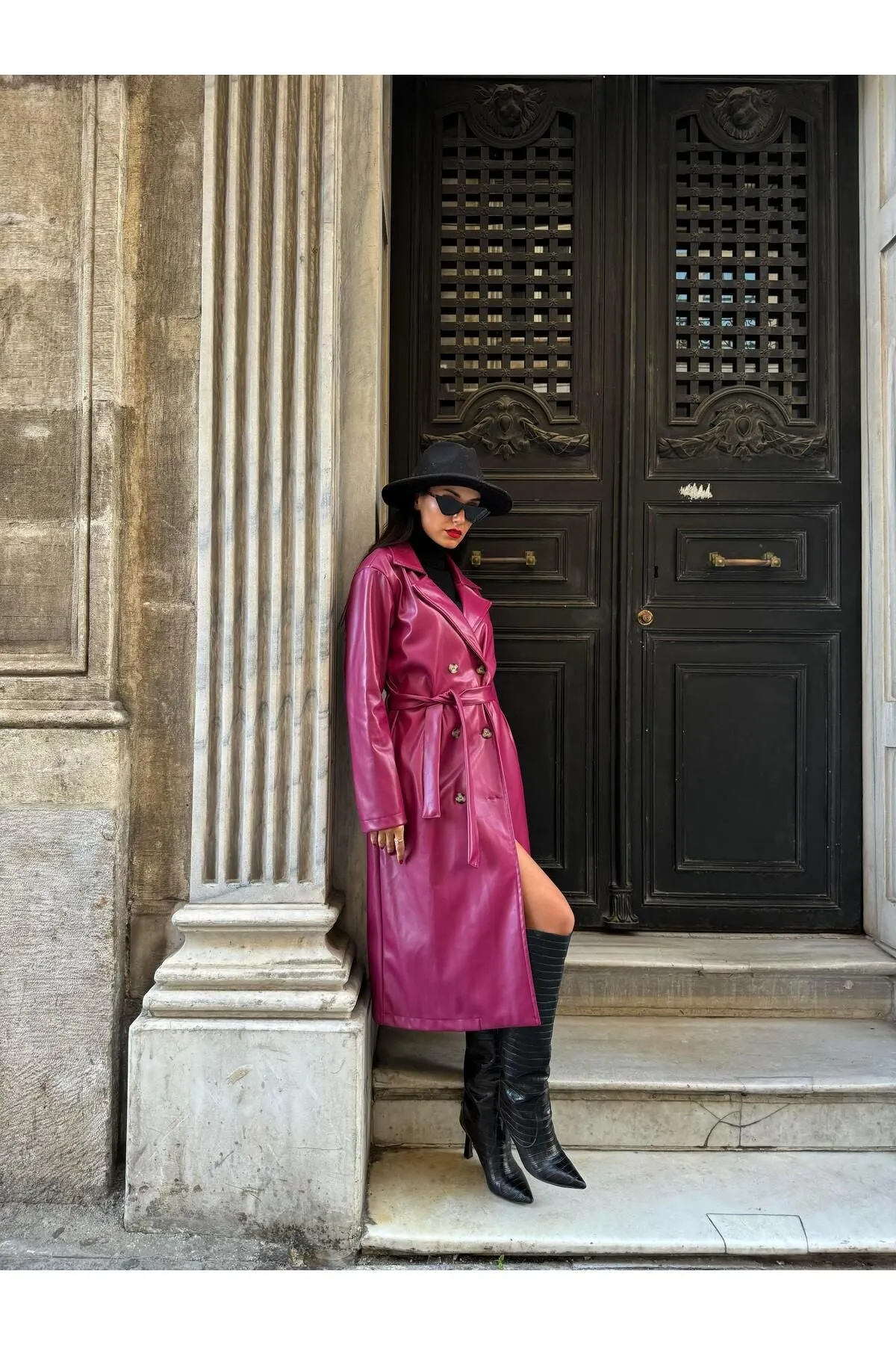 Women's Brown Double-Breasted Trench Coat