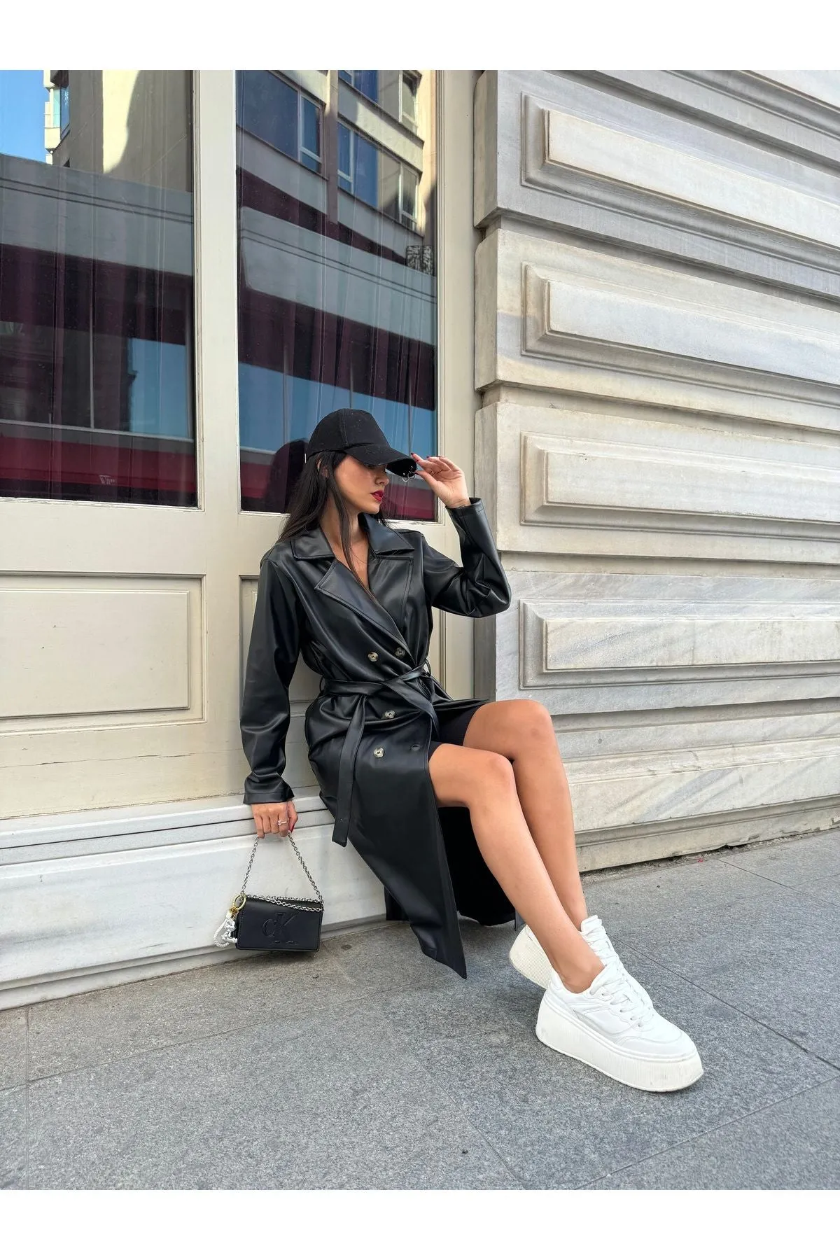 Women's Brown Double-Breasted Trench Coat