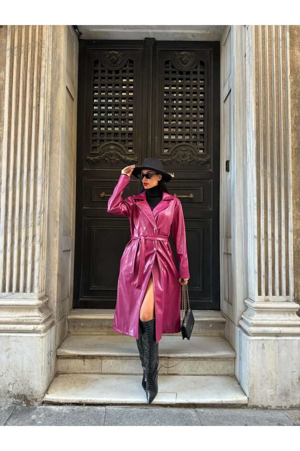 Women's Brown Double-Breasted Trench Coat