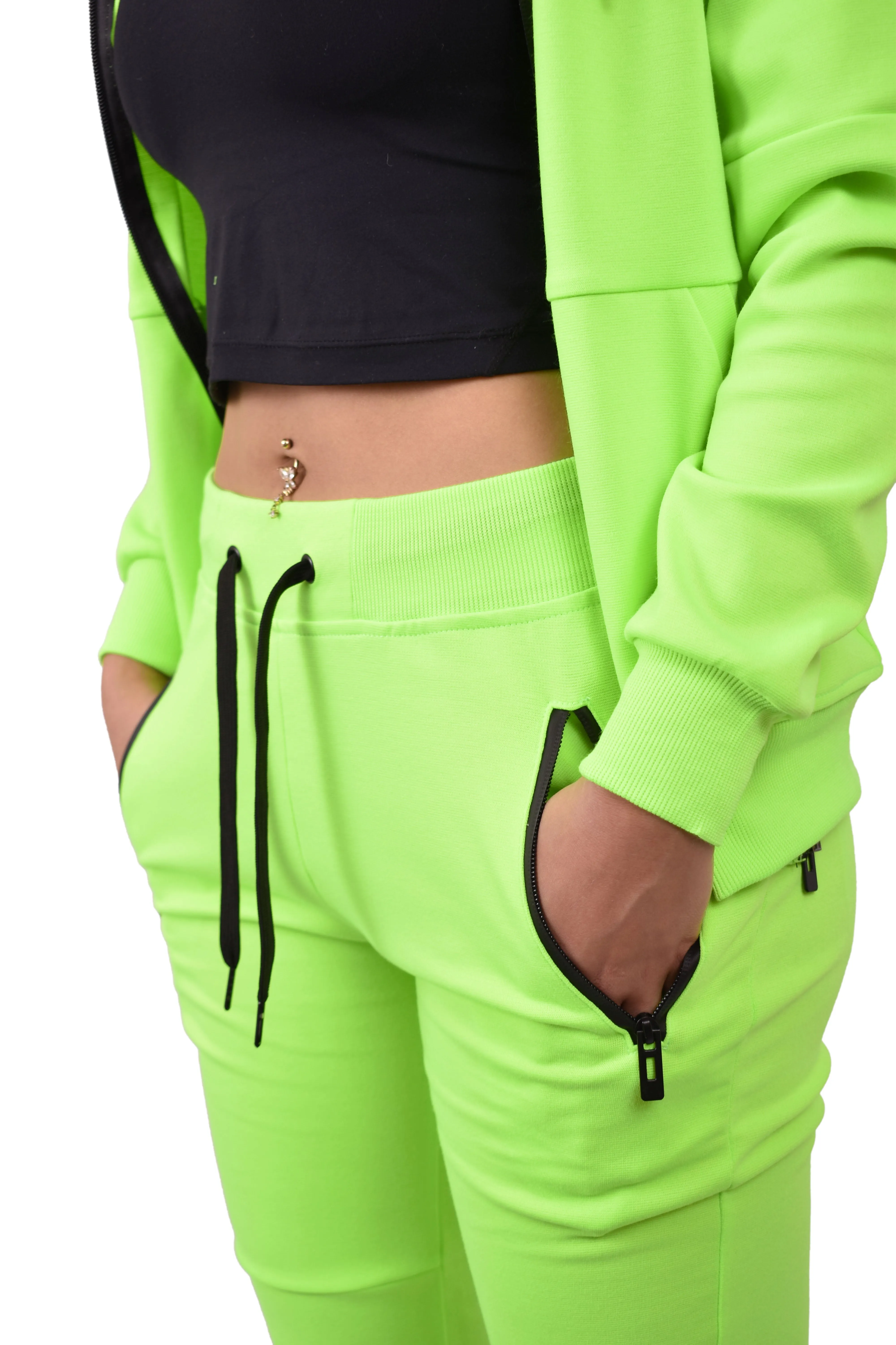 Women's Tech Fleece Tracksuit  - Neon Green