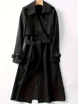 Women’s Trench Coat – Double Breasted – Belted Waist – Full Length – Classic Fit