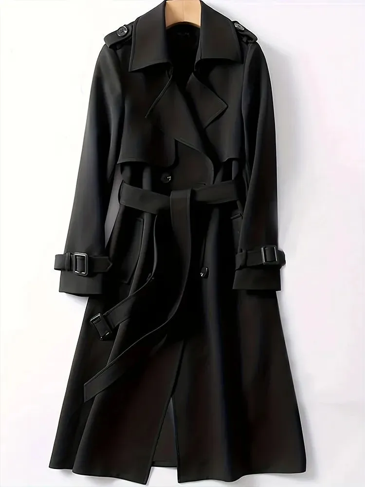 Women’s Trench Coat – Double Breasted – Belted Waist – Full Length – Classic Fit