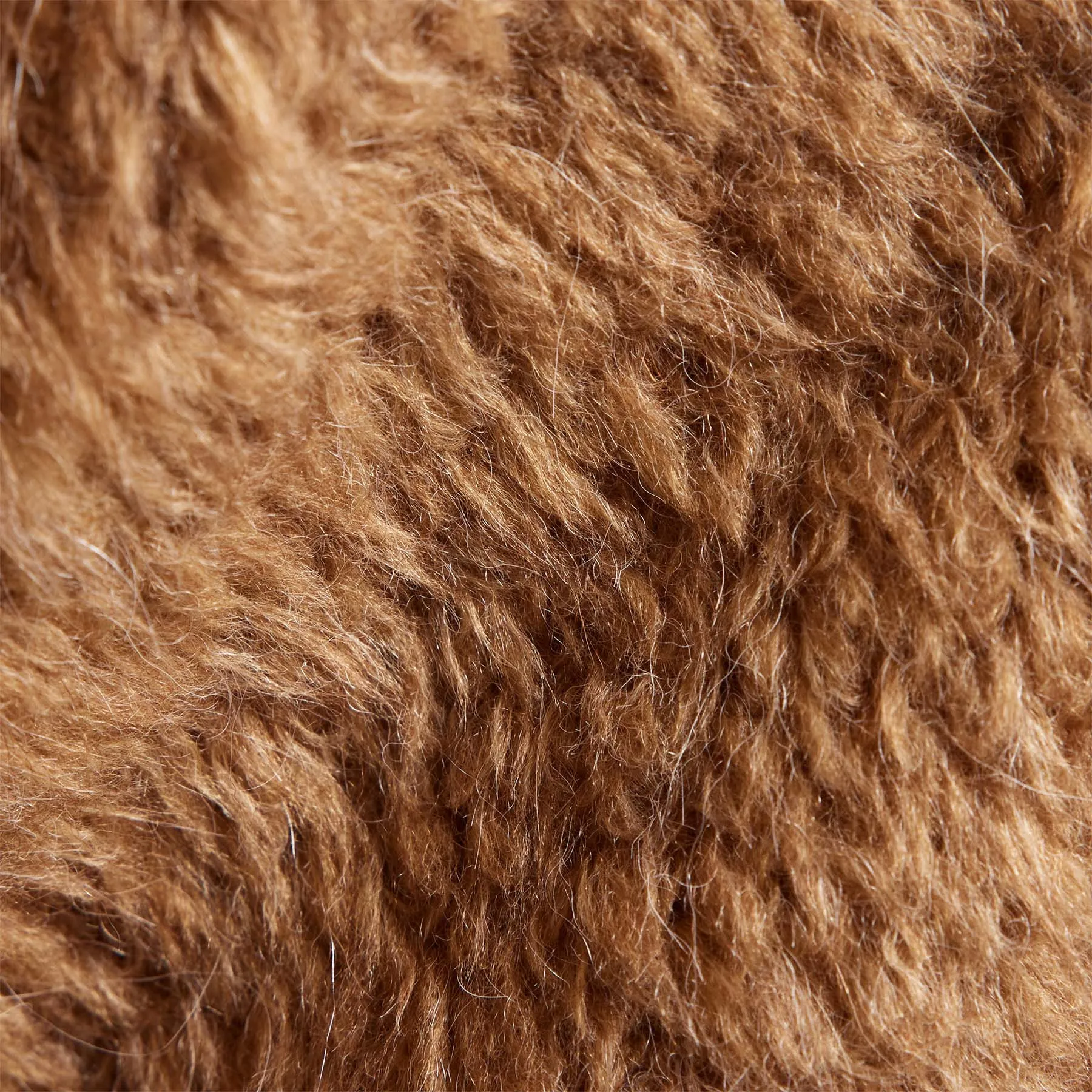 Wool Blend Sherpa Turtleneck Sweater - Caramel