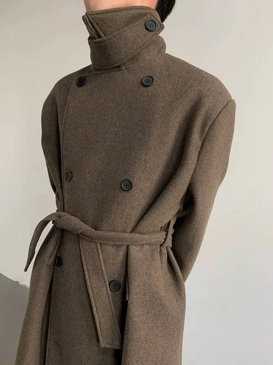 Wool Double-Breasted Coat with Belt