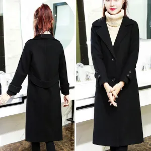 Woolen Coat Women's Mid-length Thickened Autumn and Winter Korean Loose Woolen Cloth Was Thin Winter Woolen Coat