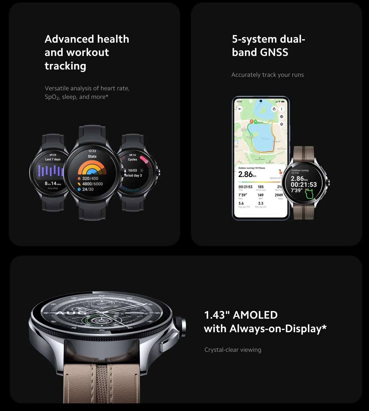 Xiaomi Watch 2 Pro 1.43 inch AMOLED 326 PPI 65h Battery with Qualcomm Snapdragon