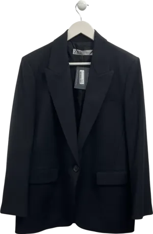ZARA Blue Pinstripe Single Breasted Blazer UK M